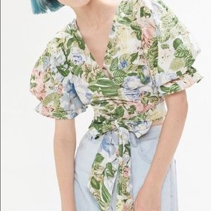 Urban Outfitters Sally Puff Sleeve Wrap Top